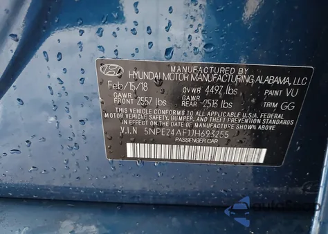 2018 Hyundai Sonata Se из США, поврежденный, VIN 5NPE24AF1JH693255